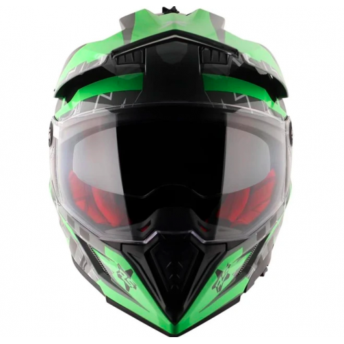 AXOR X-CROSS FLASH DUAL VISOR HELMET - DULL COOL GREY GREEN / DCGG- Extra Large XL AXOR X-CROSS FLASH DUAL VISOR HELMET - DULL COOL GREY GREEN / DCGG- Extra Large XL
