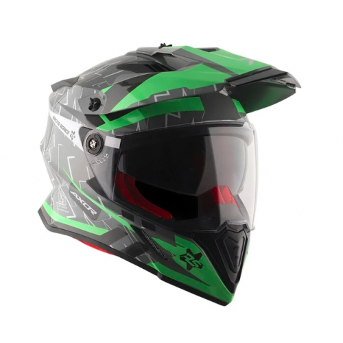 AXOR X-CROSS FLASH DUAL VISOR HELMET - DULL COOL GREY GREEN / DCGG- Extra Large XL AXOR X-CROSS FLASH DUAL VISOR HELMET - DULL COOL GREY GREEN / DCGG- Extra Large XL